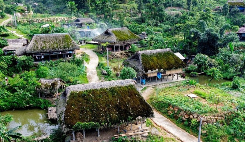 Las casas cubiertas de musgo con techos de palma son lo más destacado aquí. 