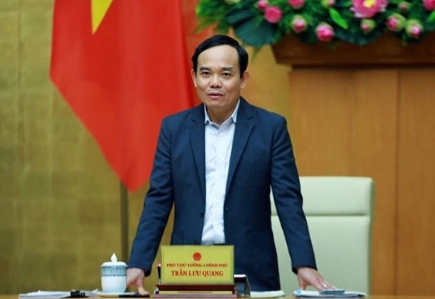 El viceprimer ministro Tran Luu Quang, jefe del grupo de trabajo (Fotografía: VNA)