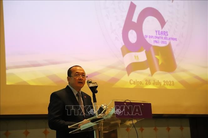 Nguyen Huy Dung, embajador de Hanói en El Cairo en un evento conmemorativo al 60 aniversario de las relaciones diplomáticas entre los dos países (Fotografía: VNA)