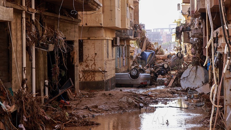 Consecuencias de las inundaciones provocadas por el ciclón Daniel. (Fotografía: AFP/ VNA)