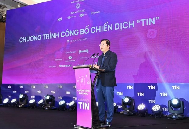 El viceministro de Información y Comunicación Nguyen Thanh Lam intervino en la ceremonia de inauguración. (Fotografía: VNA)