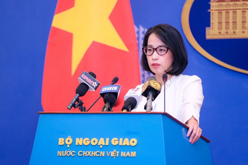 La portavoz del Ministerio de Relaciones Exteriores, Pham Thu Hang. (Fotografía: VOV)