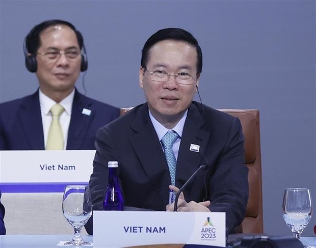 El presidente de Vietnam, Vo Van Thuong, interviene en la cita (Fotografía: VNA)