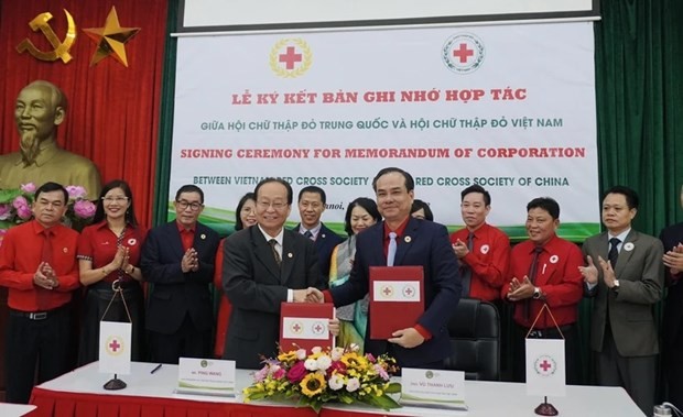 La Cruz Roja de Vietnam y su similar de China firman un Memorando de Entendimiento sobre cooperación para el período 2023-2028. (Fotografía: Cruz Roja de Vietnam)