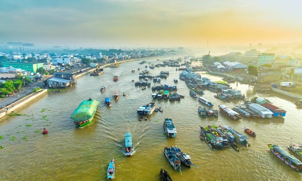 El mercado flotante de Cai Rang, en la ciudad sureña de Can Tho (Foto: VNA)