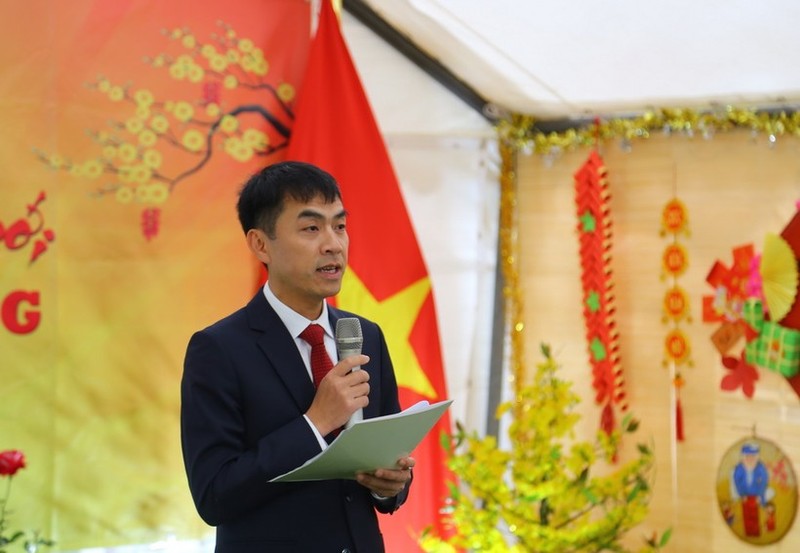 El embajador de Vietnam en Sudáfrica, Hoang Sy Cuong, habla en el evento. (Foto: VNA)