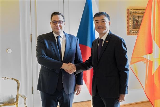 El ministro de Asuntos Exteriores de la República Checa, Jan Lipavsky, recibe a Duong Hoai Nam, embajador de Vietnam en el país. (Foto: VNA)