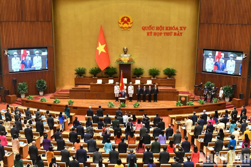 En la ceremonia de juramento del presidente To Lam en Hanói el 22 de mayo. (Foto: VNA)