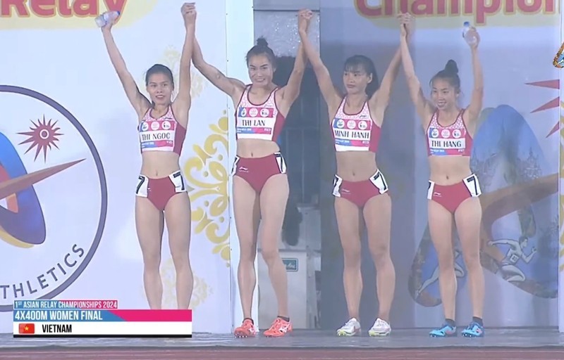 Atletas vietnamitas ganan medalla de oro en Campeonato Asiático de Relevos 2024 (Foto: dangcongsan.vn)