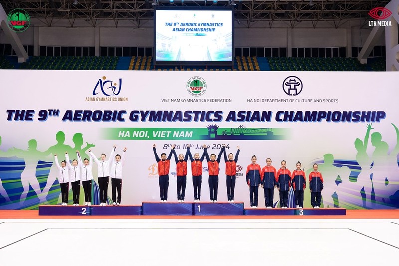 Vietnam lidera clasificación del IX Campeonato Asiático de Gimnasia Aeróbica (Foto: baovanhoa.vn)
