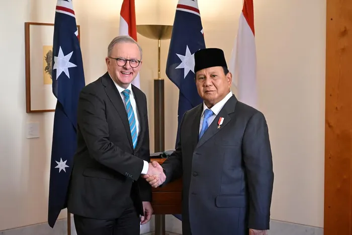 El primer ministro australiano, Anthony Albanese. y el Presidente electo de Indonesia, Prabowo Subianto. (Foto: Reuters)