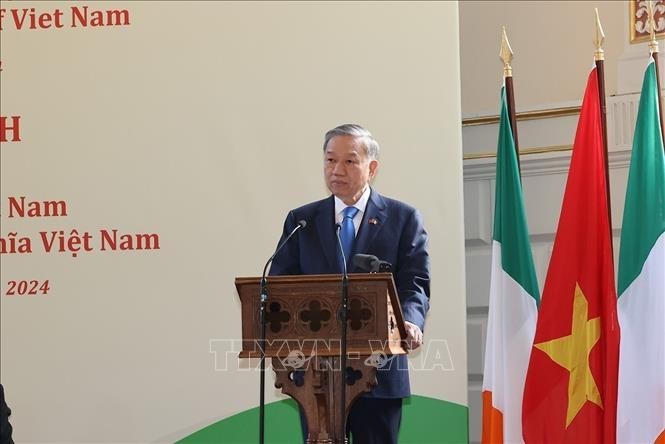 El secretario general del Partido Comunista y presidente de Vietnam, To Lam, pronuncia un discurso. (Foto: VNA)