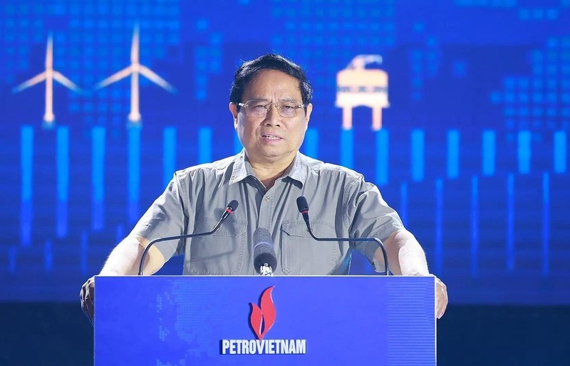 El primer ministro Pham Minh Chinh pronuncia un discurso en el evento (Foto: VNA)