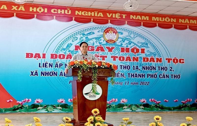 El primer ministro de Vietnam, Pham Minh Chinh, habla en el acto. (Fotografía: Nhan Dan)