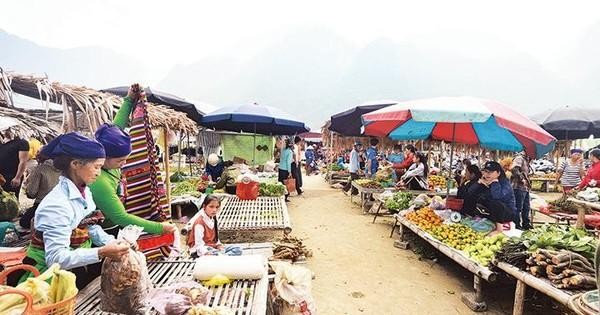 La belleza del mercado de la tierra montañosa.