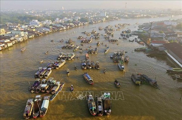 Mercado flotante de Cai Rang en Can Tho. (Foto: VNA)