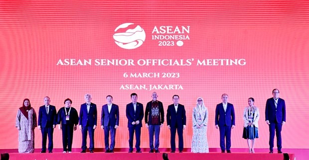 Representantes de los países asisten a la Reunión de Altos Funcionarios de la Asean. (Foto: baoquocte.vn)