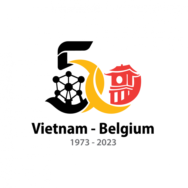 Logotipo oficial para conmemorar el 50 aniversario del establecimiento las relaciones diplomáticas entre Vietnam y Bélgica. (Foto: baoquocte.vn)
