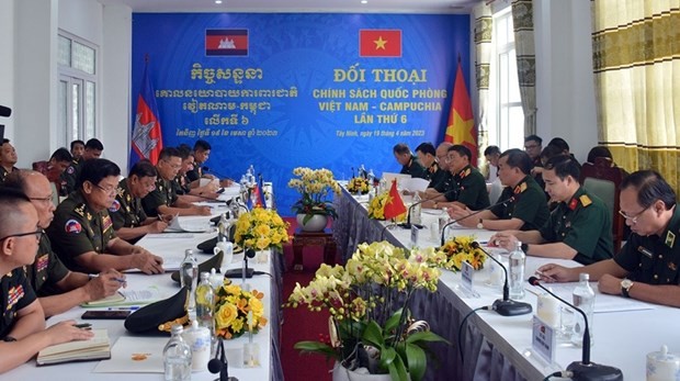 Panorama del sexto Diálogo de Política de Defensa Vietnam-Camboya. (Foto: qdnd.vn)