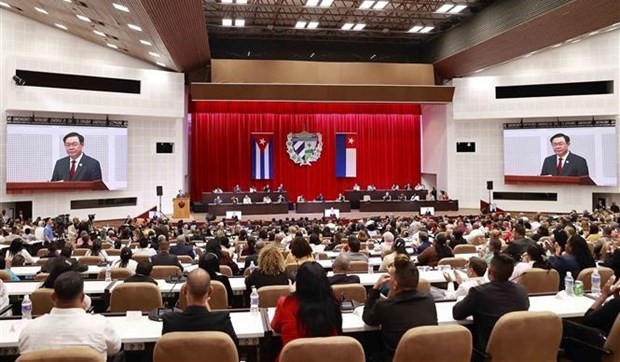 El presidente de la Asamblea Nacional de Vietnam, Vuong Dinh Hue, interviene en la sesión extraordinaria de la ANPP. (Foto: VNA)