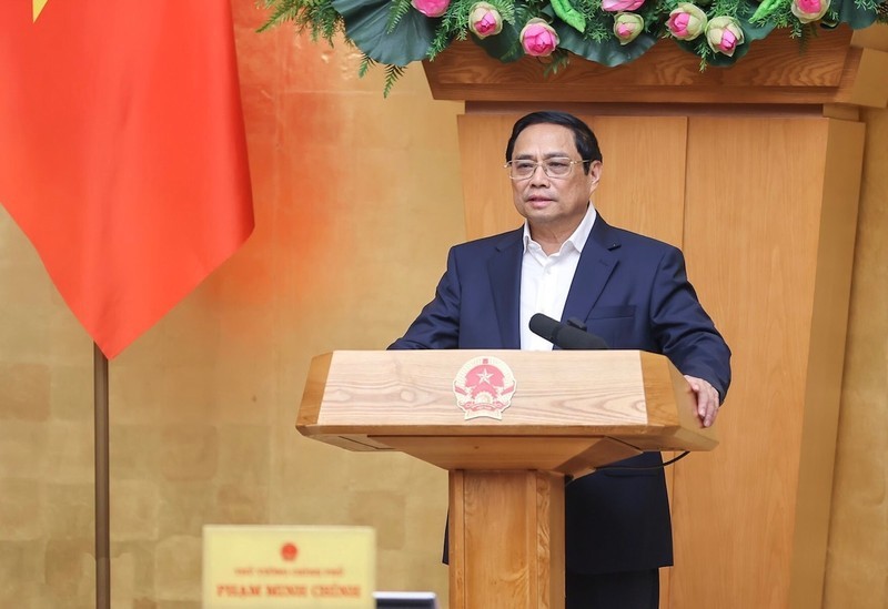 El primer ministro de Vietnam, Pham Minh Chinh, en la reunión (Fotografía: Nhan Dan)