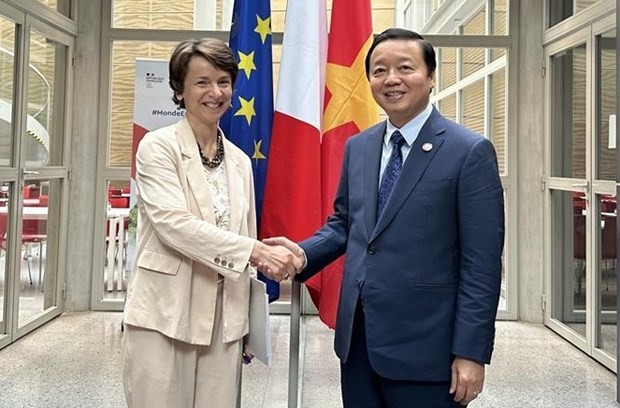 El viceprimer ministro vietnamita Tran Hong Ha se reunió con la vicedirectora general de la Agencia Francesa de Desarrollo (AFD), Marie Helene Loison. (Foto: VNA)