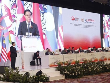 El presidente del Parlamento vietnamita, Vuong Dinh Hue, asistió a la primera sesión plenaria de la Asamblea General de la AIPA-44. (Foto: VNA)