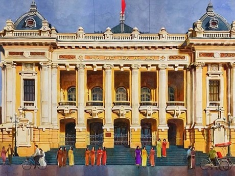 Ópera de Hanoi a través de los dibujos de un joven artista. (Foto: thethaovanhoa.vn)