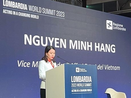 Nguyen Minh Hang, viceministra de Relaciones Exteriores de Vietnam, habla en la Cumbre. (Foto: VNA)