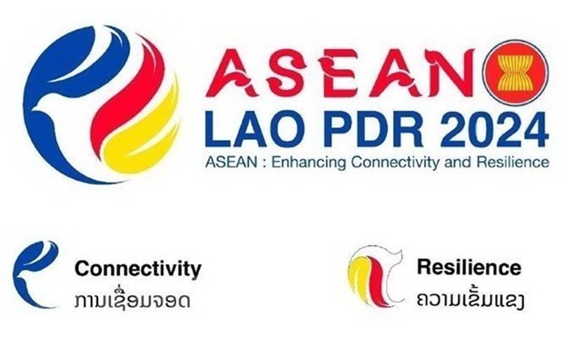 El tema y el logo de la presidencia de Laos en la Asean en 2024. (Foto: VNA)