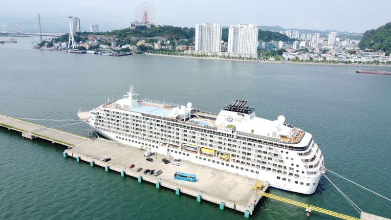 El crucero estadounidense The World llega a Ha Long. (Foto: baoquangninh.vn)