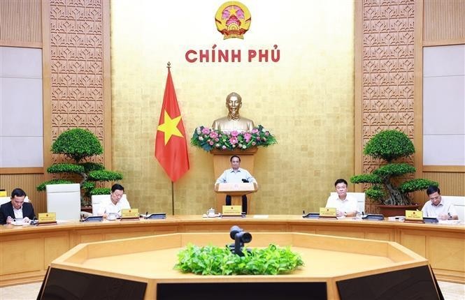 El primer ministro de Vietnam, Pham Minh Chinh, interviene en el evento. (Foto: VNA)