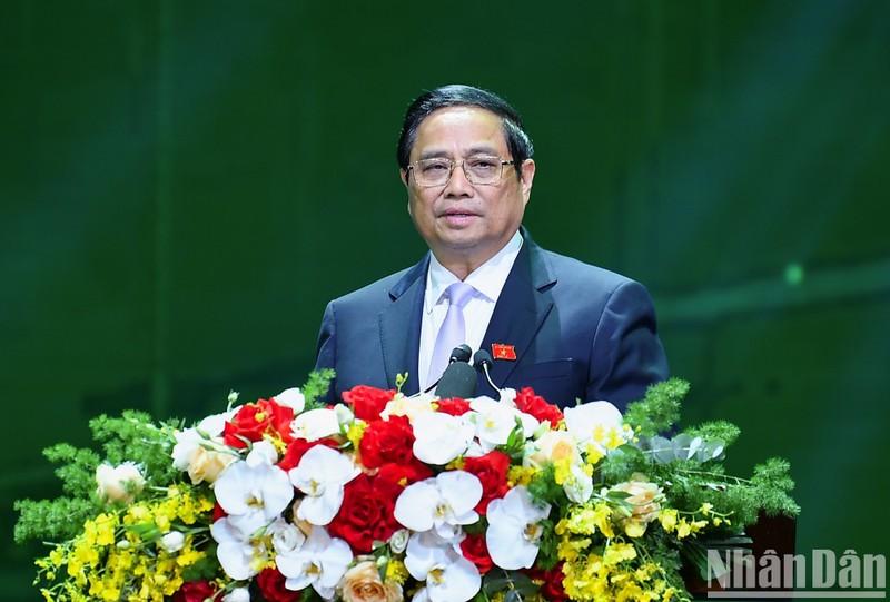 El primer ministro de Vietnam, Pham Minh Chinh, habla en la ceremonia. (Foto: Nhan Dan)