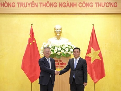El Ministro de Industria y Comercio, Nguyen Hong Dien, y el secretario partidista de la provincia china de Hainan, Shen Xiaoming. (Foto: Vietnam+)