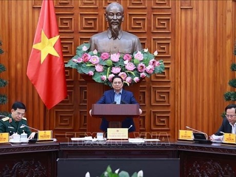 El primer ministro de Vietnam, Pham Minh Chinh en la reunión (Fuente: VNA)