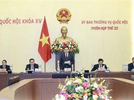 El presidente de la Asamblea Nacional de Vietnam, Vuong Dinh Hue, en la reunión (Foto: VNA)