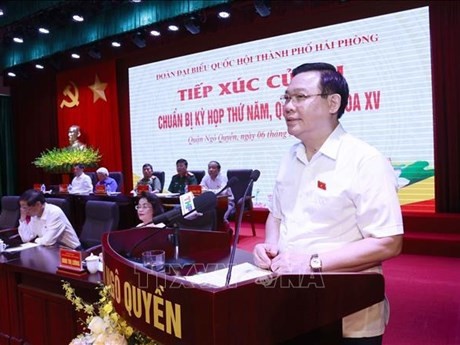 El presidente de la Asamblea Nacional de Vietnam, Vuong Dinh Hue, en el encuentro (Fuente: VNA)