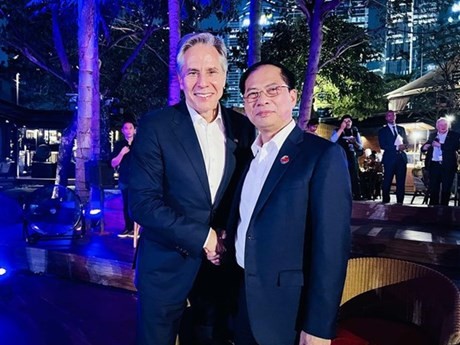 El canciller de Vietnam, Bui Thanh Son (derecha), se reúne con el secretario de Estado de Estados Unidos, Antony J. Blinken (Foto: Cancillería vietnamita)