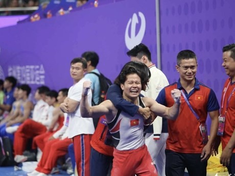 El gimnasta vietnamita Nguyen Van Khanh Phong se queda en el segundo puesto, con 14.600 puntos. (Foto: VNA)