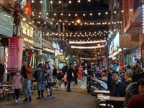 El conjunto de calle peatonal de comida nocturna Dao Ngoc - Ngu Xa. (Foto: VNA)