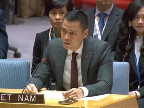 El embajador Dang Hoang Giang, jefe de la Misión permanente de Vietnam ante las Naciones Unidas, habla en el evento (Fuente:VNA)