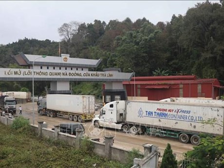 En la puerta fronteriza de Tra Linh, provincia vietnamita de Cao Bang (Fuente: VNA)