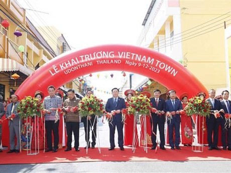 El presidente de la Asamblea Nacional de Vietnam, Vuong Dinh Hue, en la ceremonia de inauguración del barrio vietnamita en Udon Thani (Fuente: VNA)