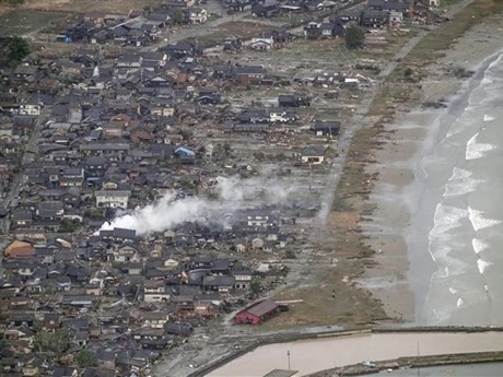 Zona afectada por el terremoto en Ishikawa, Japón. (Foto: VNA)