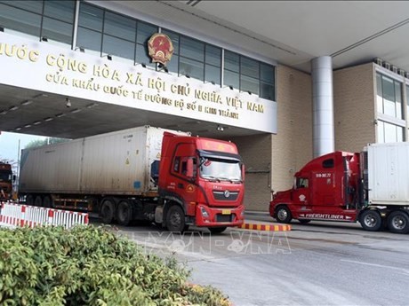 Vibrantes actividades de importación y exportación a principios de 2024 en la puerta fronteriza Kim Thanh 2. (Fuente: VNA)