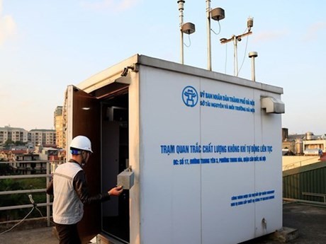 Una estación automática de monitoreo de la calidad del aire en Hanói (Foto: KSONMT)