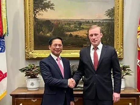 El canciller vietnamita Bui Thanh Son y el asesor de seguridad nacional de Estados Unidos, Jake Sullivan (Fuente: VNA)