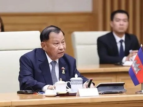 El expresidente del Senado de Camboya, Samdech Say Chhum, fue nombrado como asesor personal del rey camboyano Norodom Sihamoni. (Foto: VNA)