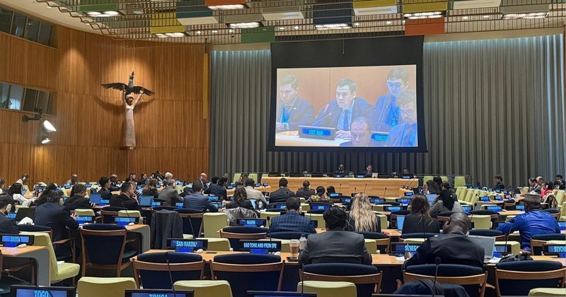 El embajador Dang Hoang Giang, jefe de la misión permanente de Vietnam ante ONU participó en el debate del Comité de Asuntos Sociales, Humanitarios y Culturales (Fuente: VNA)