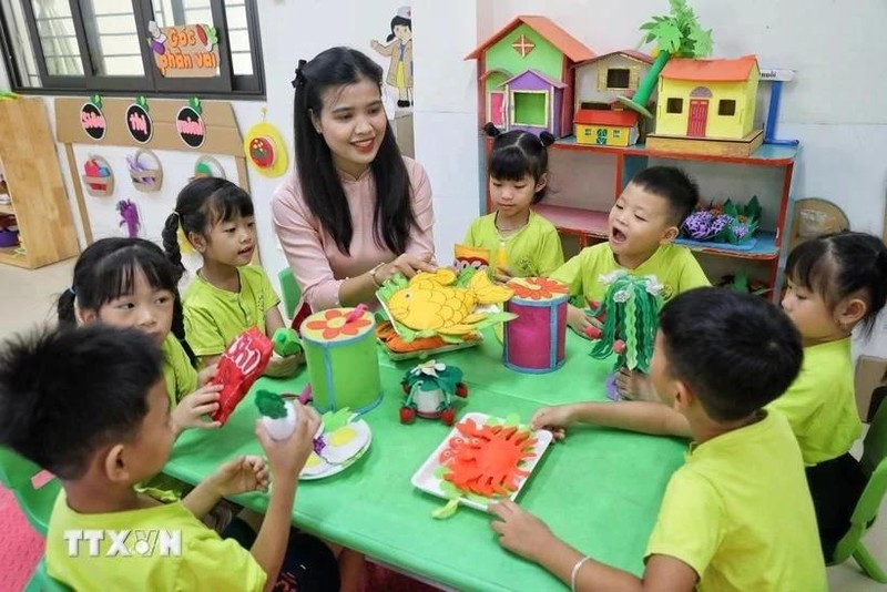 Una clase en el Jardín de infancia de Song Mai, en la ciudad de Bac Giang. (Fotografía: VNA)